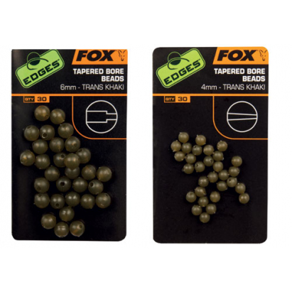 Fox Korálky Edges Tapered Bore Beads Trans Khaki 4mm