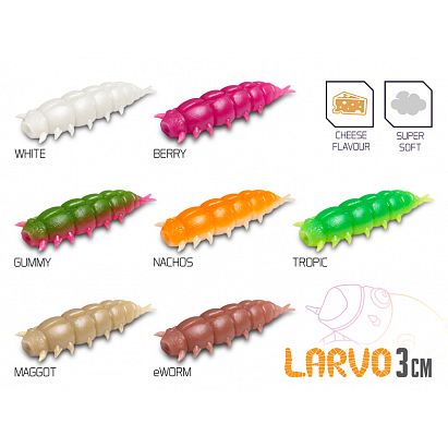 Umělá nástraha Delphin LARVO Cheese / 15ks - 3cm / NACHOS Umělá nástraha Delphin LARVO Cheese / 15ks - 3cm / NACHOS