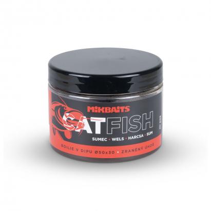 Mikbaits Catfish Boilie v Dipu 500ml 50x30mm Zraněný úhoř