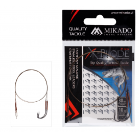 Mikado Ocelové Lanko Zbrojené Háčkem S Obratlíku 30cm/10kg Hnědá 2 Ks