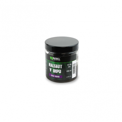 Nikl Black halibut pelety v dipu Giga Squid 15+20mm, 250ml