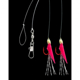 Aquantic návazec Real Skin Leader Rig 2 háčky velikost 6 délka 150cm pink