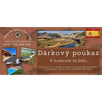 Poukaz v hodnotě 10000 Kč na rybářský pobyt v kempu "Narybynaebro"