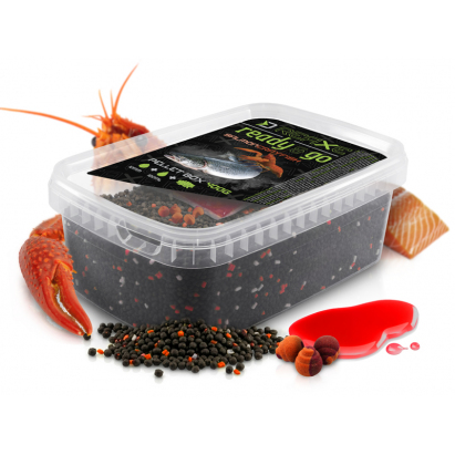 Delphin Pelety Reaxe Ready&Go Pellet Box + Booster a Nástrahy Losos-Rak 400 g