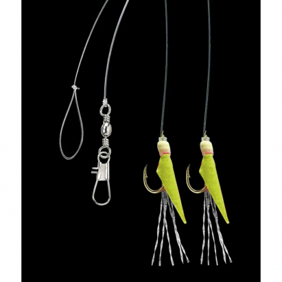 Aquantic návazec Real Skin Leader Rig 2 háčky velikost 4 délka 150cm chartreuse