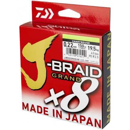 Daiwa Splétaná Šňůra J-Braid Grand X8E Chartreuse 135 m