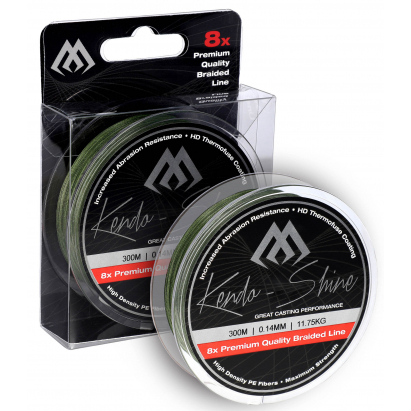 Mikado Pletená Šňůra Kendo Shine 0.12mm/9.62kg/2100m Zelená 1 Cívka Mikado Pletená Šňůra Kendo Shine 0.12mm/9.62kg/2100m Zelená 1 Cívka