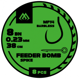 Mikado Fb Rig Mf14 Feeder Bomb Feedrové Návazce S Trnem S Háčky Bezprotihrotu Č. 14 / Monofil 0,18 Mm/38 Cm 8 Ks.